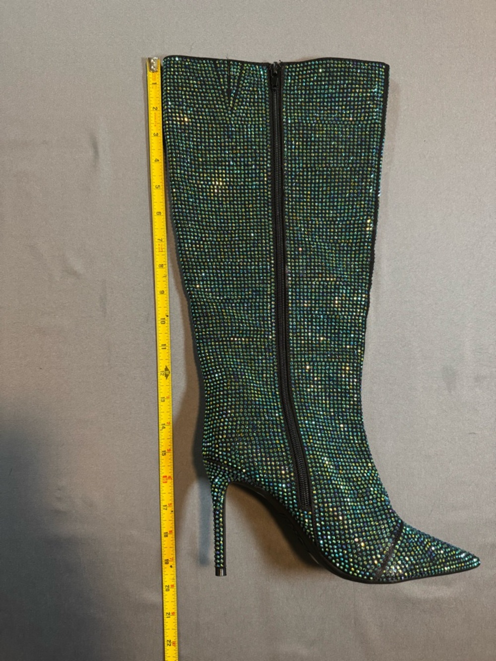 INC International Concepts Iridescent Green Rhinestone Knee High Boots - Picture 5 of 6